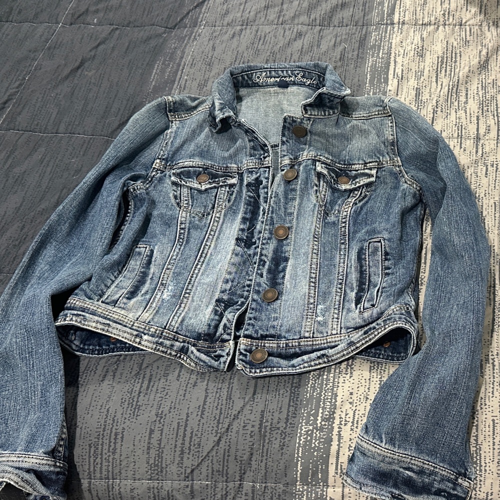Y2K American Eagle Outfitters Distressed Blue Jean Jacket